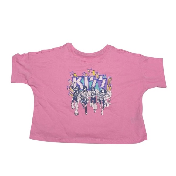 Wonder nation Girls Graphic Cropped T-Shirts - Pink and Black size S 6-6X - Picture 4 of 9